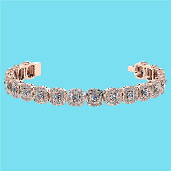Certified 3.60 Ctw SI1/I2 Diamond 18K Rose Gold Bracele
