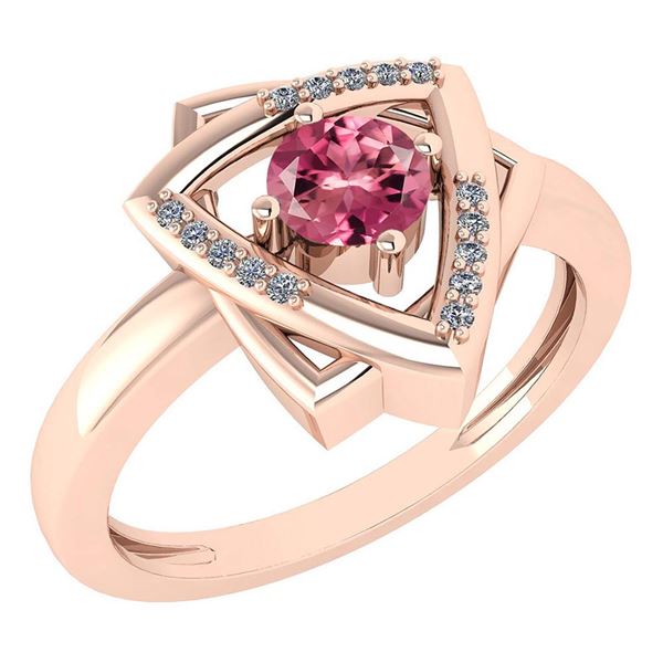 Certified 0.27 Ctw Pink Tourmaline And Diamond Wedding/