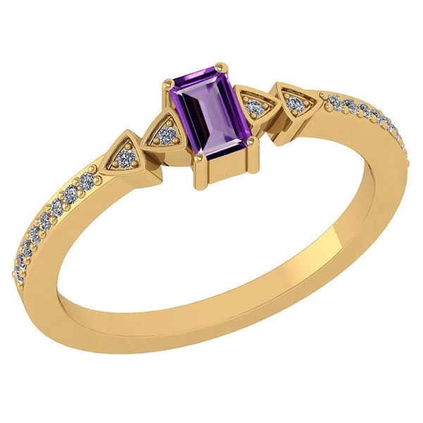 Certified 0.39Ctw Amethyst And Diamond 14k Yellow Gold