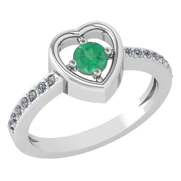Certified 0.33 Ctw Emerald And Diamond 14K White Gold R