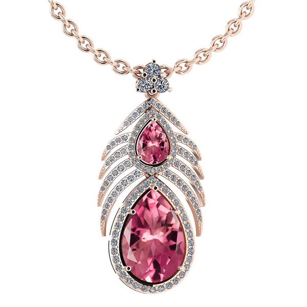 Certified 7.50 Ctw Pink Tourmaline And Diamond Pear sha