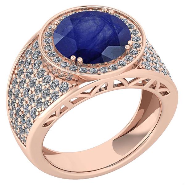 Certified 4.71 Ctw Blue Sapphire And Diamond VS/SI1 Uni