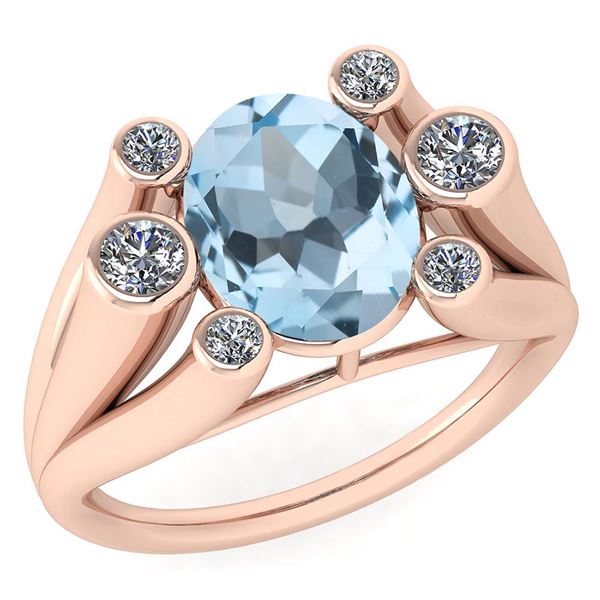 Certified 2.82 Ctw Blue Topaz And Diamond VS/SI1 Halo R
