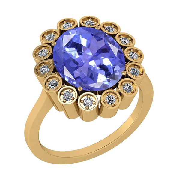 Certified 5.24 Ctw Tanzanite And Diamond VS/SI1 Halo Ri