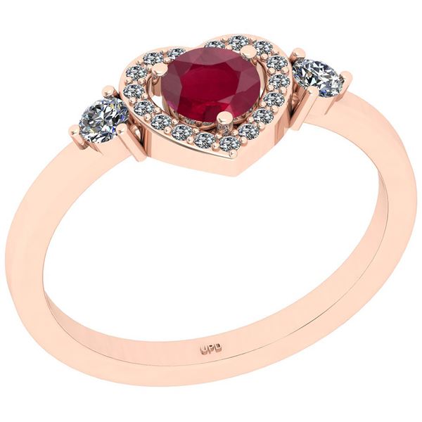 Certified 0.73 Ctw SI2/I1 Ruby And Diamond 14K Rose Gol