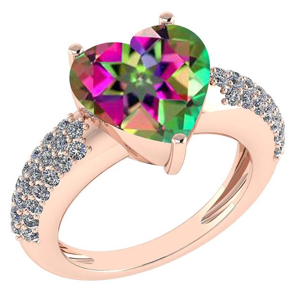Certified 5.31 Ctw Mystic Topaz And Diamond VS/SI1 Ring