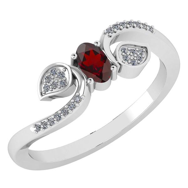 Certified 0.28 CTW Garnet And Diamond 14k White Gold Ha