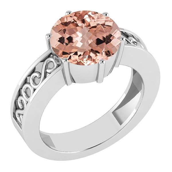 Certified 1.25 Ctw Morganite Solitaire Ring with Filigr