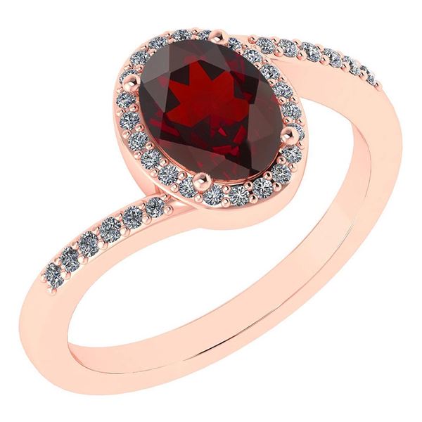 Certified 1.44 Ctw Garnet And Diamond 14k Rose Gold Hal