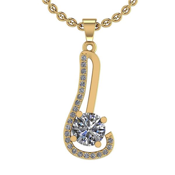 Certified 0.96 Ctw Diamond I1/I2 Pendant Necklace 14K G