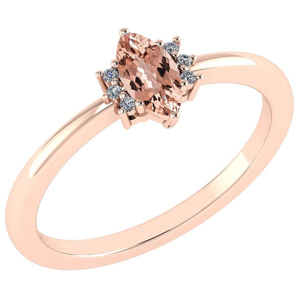 Certified 0.68 Ctw Morganite And Diamond VS/SI1 Ring 14