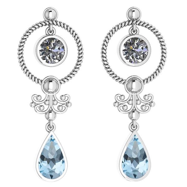 Certified 5.18 Ctw Blue Topaz And Diamond SI2/I1 Dangli