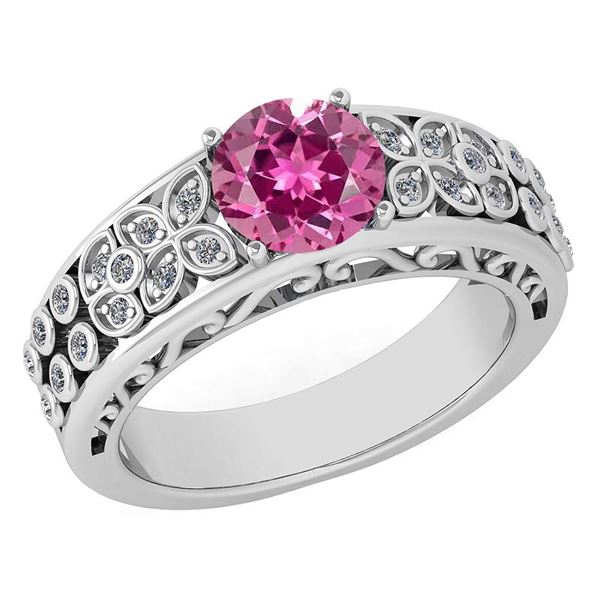 Certified 1.42 Ctw Pink Tourmaline And Diamond Wedding/