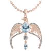 Image 1 : Certified 3.41 Ctw Aquamarine And Diamond Eagle Necklac
