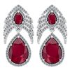 Image 1 : Certified 7.38 Ctw Ruby And Diamond Pear Shape Hangling