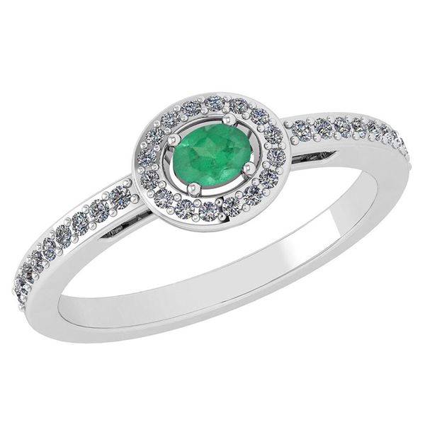 Certified 0.29 Ctw Emerald And Diamond 14k White Gold H