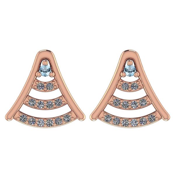 Certified 0.15 Ctw Aquamarine And Diamond 14k Rose Gold