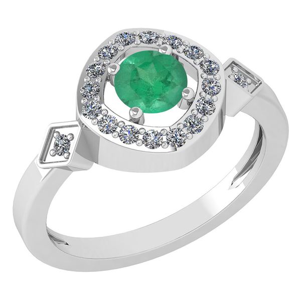 Certified 0.77 Ctw Emerald And Diamond 14K White Gold R