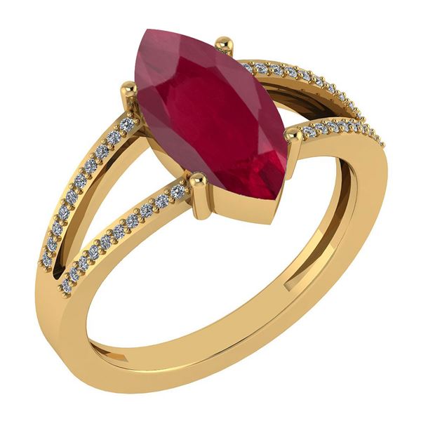 Certified 2.20 Ctw Ruby And Diamond VS/SI1 Ring 14k Yel