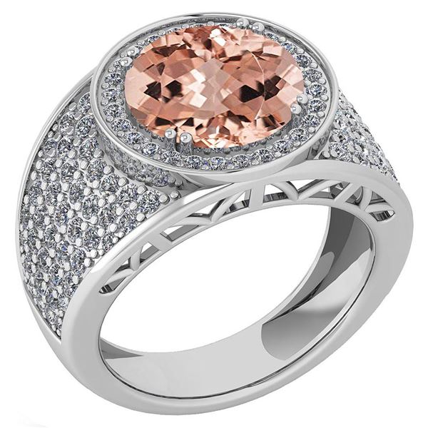Certified 4.71 Ctw Morganite And Diamond VS/SI1 Engagem
