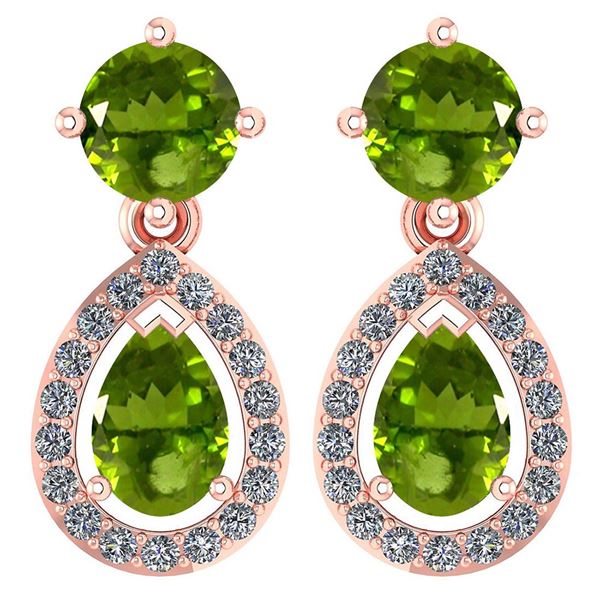 Certified 2.19 CTW Peridot And Diamond 14k Rose Gold Ha