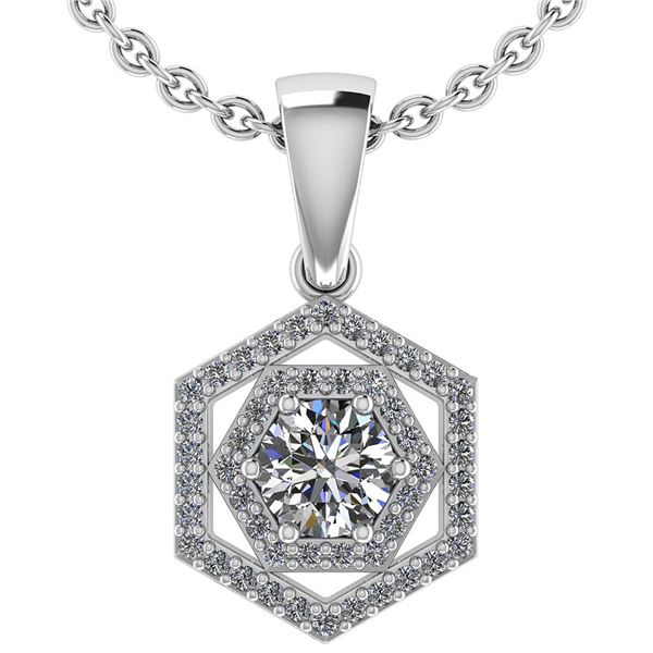 Certified 0.69 Ctw Diamond 14k White Gold Halo Pendant