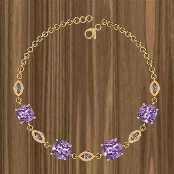 Certified 10.17 Ctw Amethyst And Diamond I2/I3 14K Yell