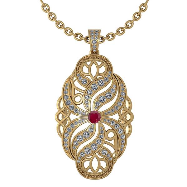 Certified 1.37 Ctw Ruby And Diamond Necklace For Styles