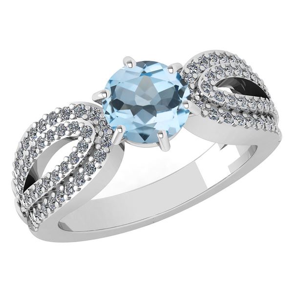 Certified 1.71 Ctw Aquamarine And Diamond Wedding/Engag