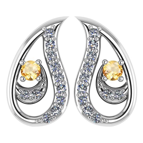 Certified 0.17 Ctw Citrine And Diamond 18k Platinum Gol