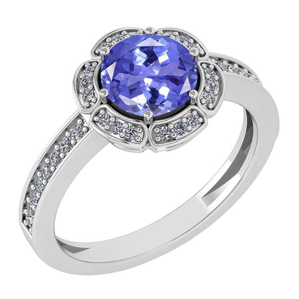 Certified 1.47 Ctw Tanzanite And Diamond VS/SI1 Engagem