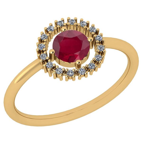 Certified 0.77 Ctw Ruby And Diamond VS/SI1 18K Yellow G