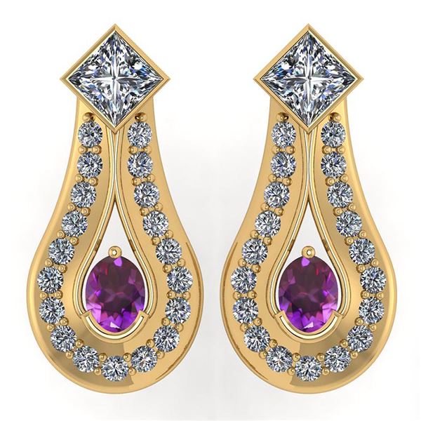 Certified 1.23 Ctw Amethyst Diamond Wedding/Engagement