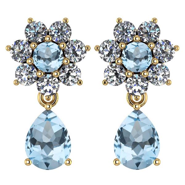 Certified 4.86 Ctw Aquamarine And Diamond 18K Rose Gold