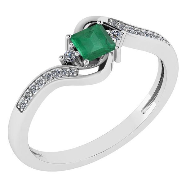 Certified 0.51 Ctw Emerald And Diamond 14k White Gold H