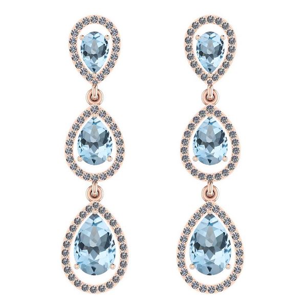 Certified 7.31 Ctw Blue Topaz And Diamond VS/SI1 Dangli