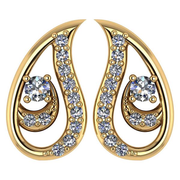 Certified 0.17 Ctw Diamond 14k Yellow Gold Halo Stud le