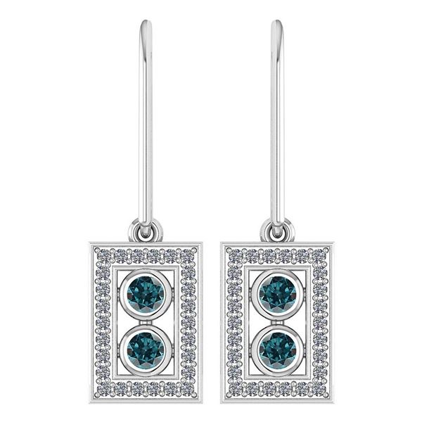 Certified 0.63 Ctw Treated Fancy Blue Diamond And Diamo