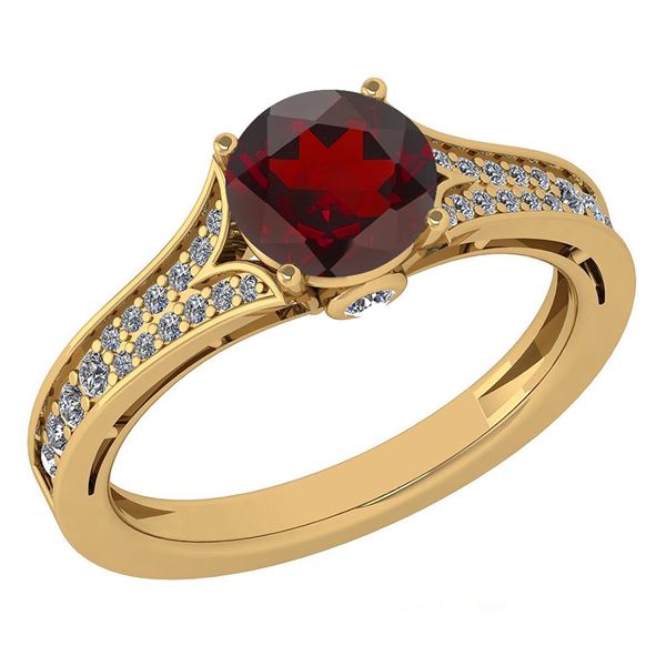 Certified 1.47 Ctw Garnet And Diamond Wedding/Engagemen