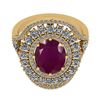 Image 2 : Certified 3.11 Ctw SI2/I1 Ruby And Diamond 14K Yellow G