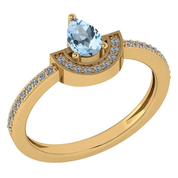 Certified 0.64 Ctw Aquamarine And Diamond 18k Yellow Go