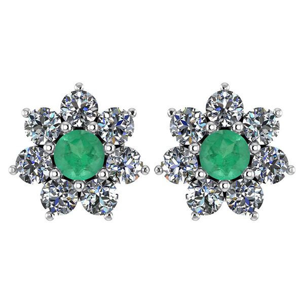 Certified 1.86 Ctw Emerald And Diamond 14k White Gold H