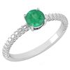 Image 1 : Certified 0.45 Ctw Emerald Solitaire Ring with Filigree