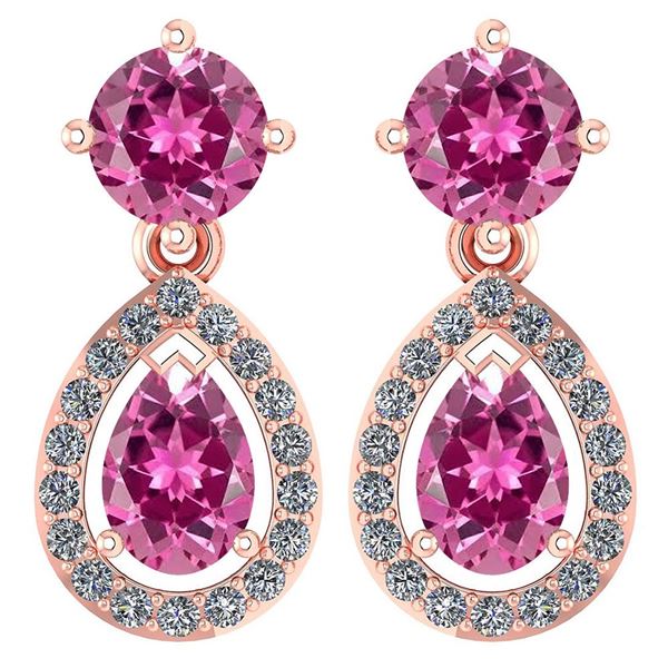 Certified 2.19 CTW Pink Tourmaline And Diamond 14k Rose