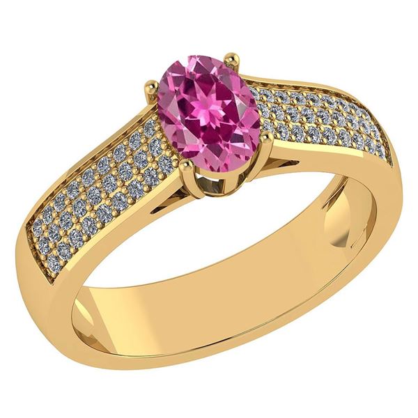 Certified 1.00 Ctw Pink Tourmaline And Diamond 14k Yell
