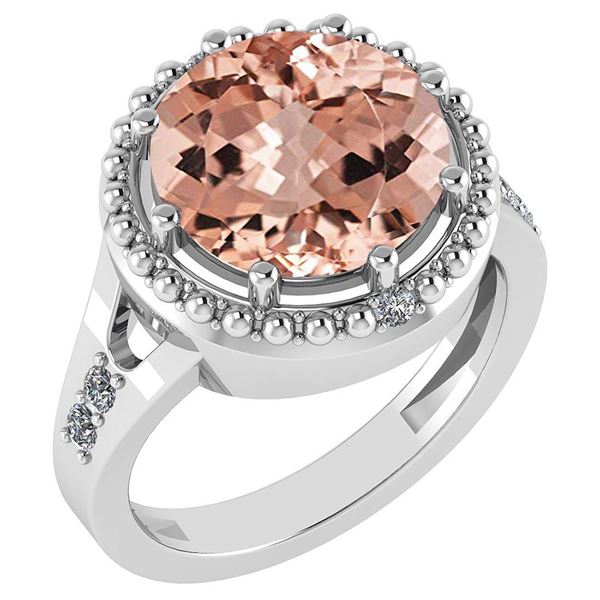Certified 3.65 Ctw Morganite And Diamond VS/SI1 Halo Ri