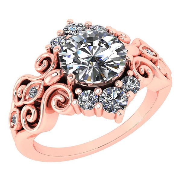 Certified 1.65 Ctw Diamond Wedding/Engagement 14K Rose