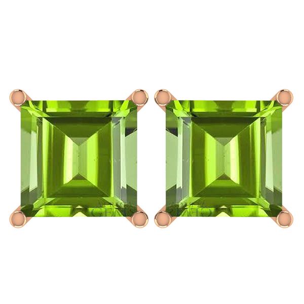 Certified 11.24 Ctw Genuine Peridot 14K Rose Gold Stud