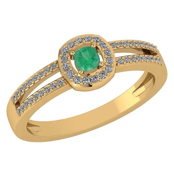 Certified 0.57 Ctw Emerald And Diamond 14k Yellow Gold