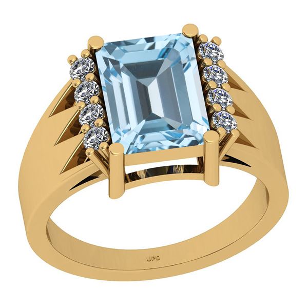 Certified 3.48 Ctw I2/I3 Blue Topaz And Diamond 14K Yel